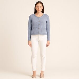 Nanette Nanette Lepore Women’s Cardigan Sweater Large Blue Knit Button Front NWT